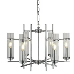 Searchlight Kronleuchter mit Schirm Ø 59,5 cm Glas Metall 6x E14 Modern