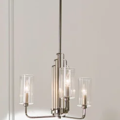 Elstead Kronleuchter mit Schirm Ø 45, 9cm Jugendstil Metall Glas* Hängelampen|Esszimmer Lampen