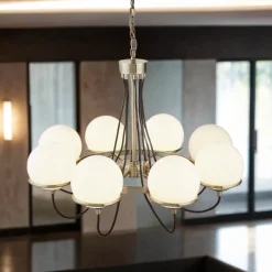 Searchlight Kronleuchter mit Schirm Ø 75 cm Kugel rund in Messing antik* Hängelampen|Esszimmer Lampen