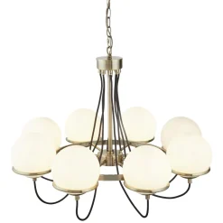 Searchlight Kronleuchter mit Schirm Ø 75 cm Kugel rund in Messing antik* Hängelampen|Esszimmer Lampen