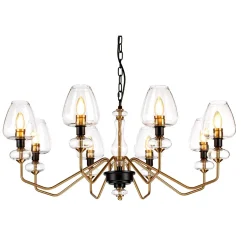 Elstead Kronleuchter mit Schirm 8-armig in Messing Schwarz Ø91cm* Hängelampen|Esszimmer Lampen