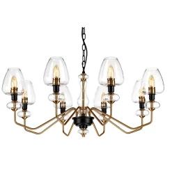 Elstead Kronleuchter mit Schirm 8-armig in Messing Schwarz Ø91cm* Hängelampen|Esszimmer Lampen