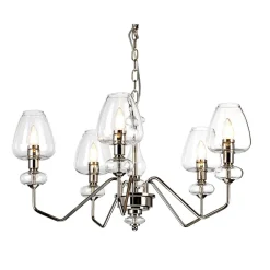 Best Elstead Kronleuchter mit Schirm 3-armig in Nickel Metall Glas