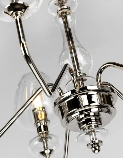 Best Elstead Kronleuchter mit Schirm 3-armig in Nickel Metall Glas