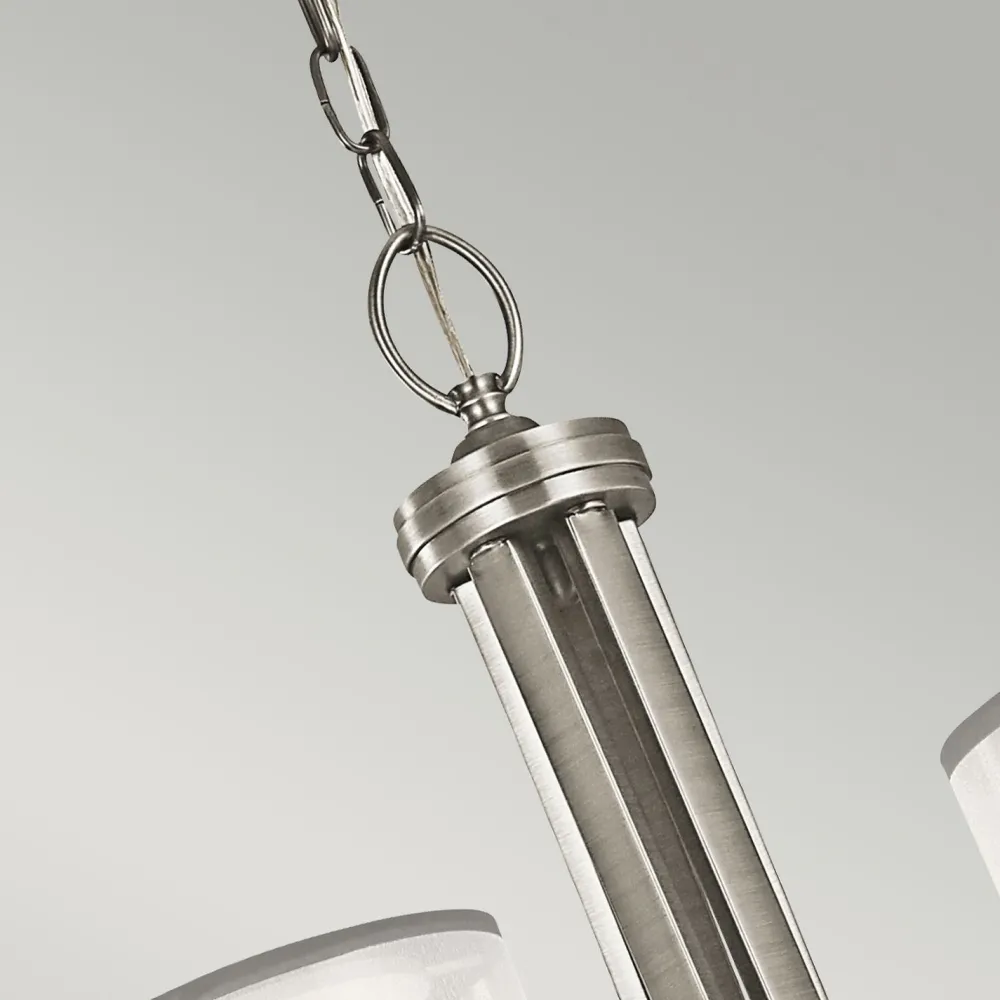 Elstead Kronleuchter mit Schirm Glas Leinen Metall CANELADO* Hängelampen|Moderne Lampen