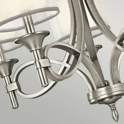 Elstead Kronleuchter mit Schirm Glas Leinen Metall CANELADO* Hängelampen|Moderne Lampen