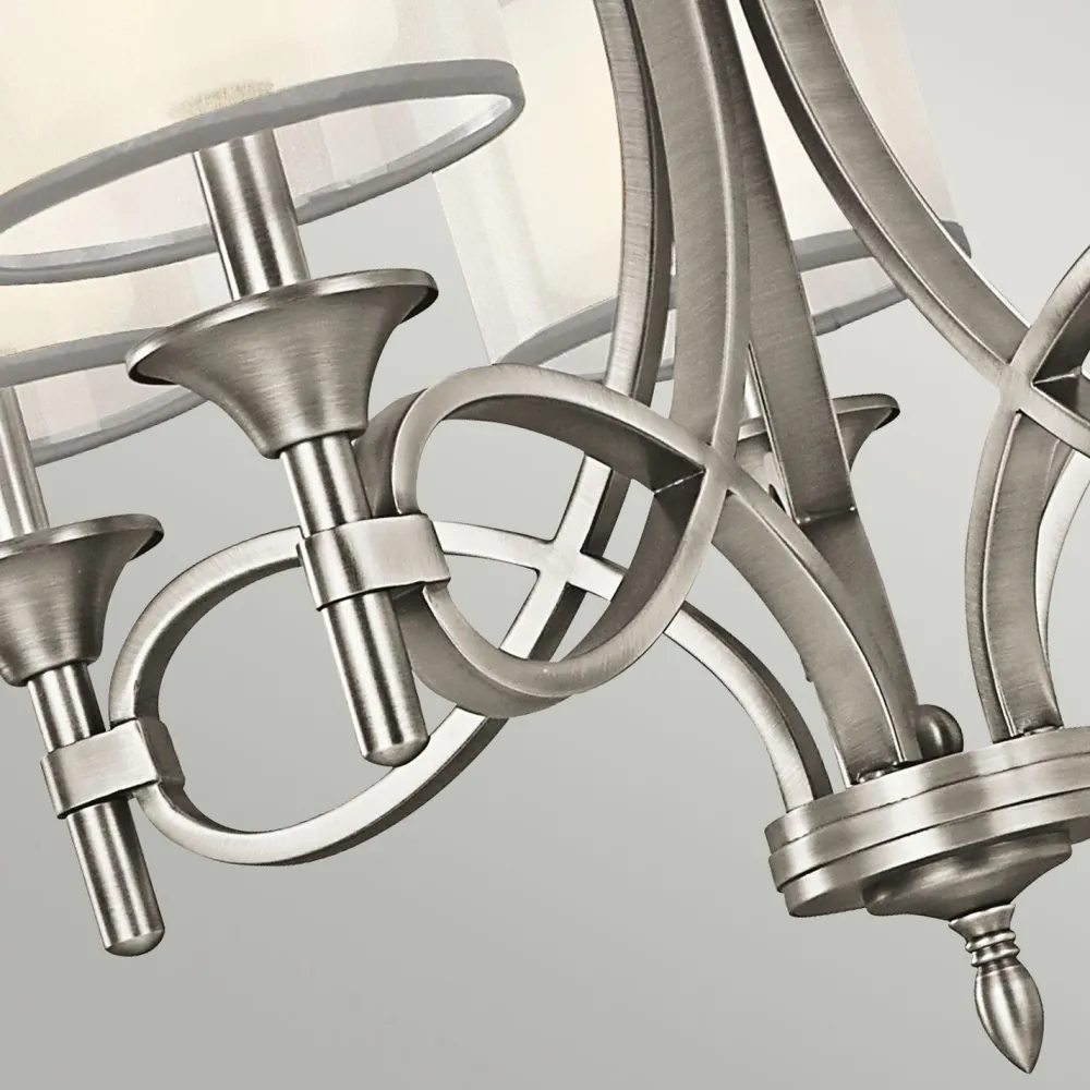 Elstead Kronleuchter mit Schirm Glas Leinen Metall CANELADO* Hängelampen|Moderne Lampen