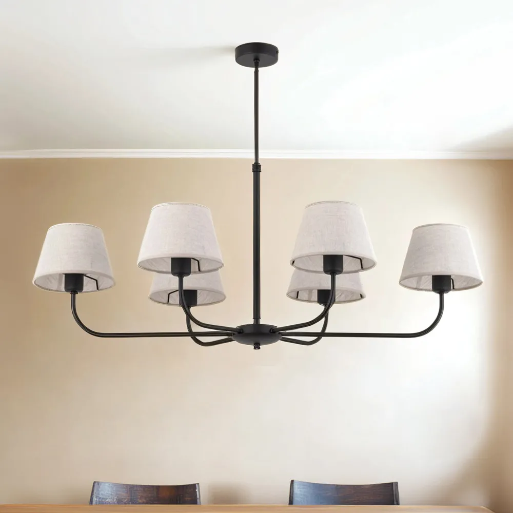 TK Lighting Kronleuchter mit Schirm groß 6-armig E27 100 cm lang* Deckenleuchten|Schlafzimmer Lampen