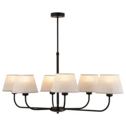 TK Lighting Kronleuchter mit Schirm groß 6-armig E27 100 cm lang* Deckenleuchten|Schlafzimmer Lampen