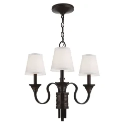 Elstead Kronleuchter mit Schirm in Bronze antik Weiß MINORU* Stofflampen|Wohnzimmerlampen