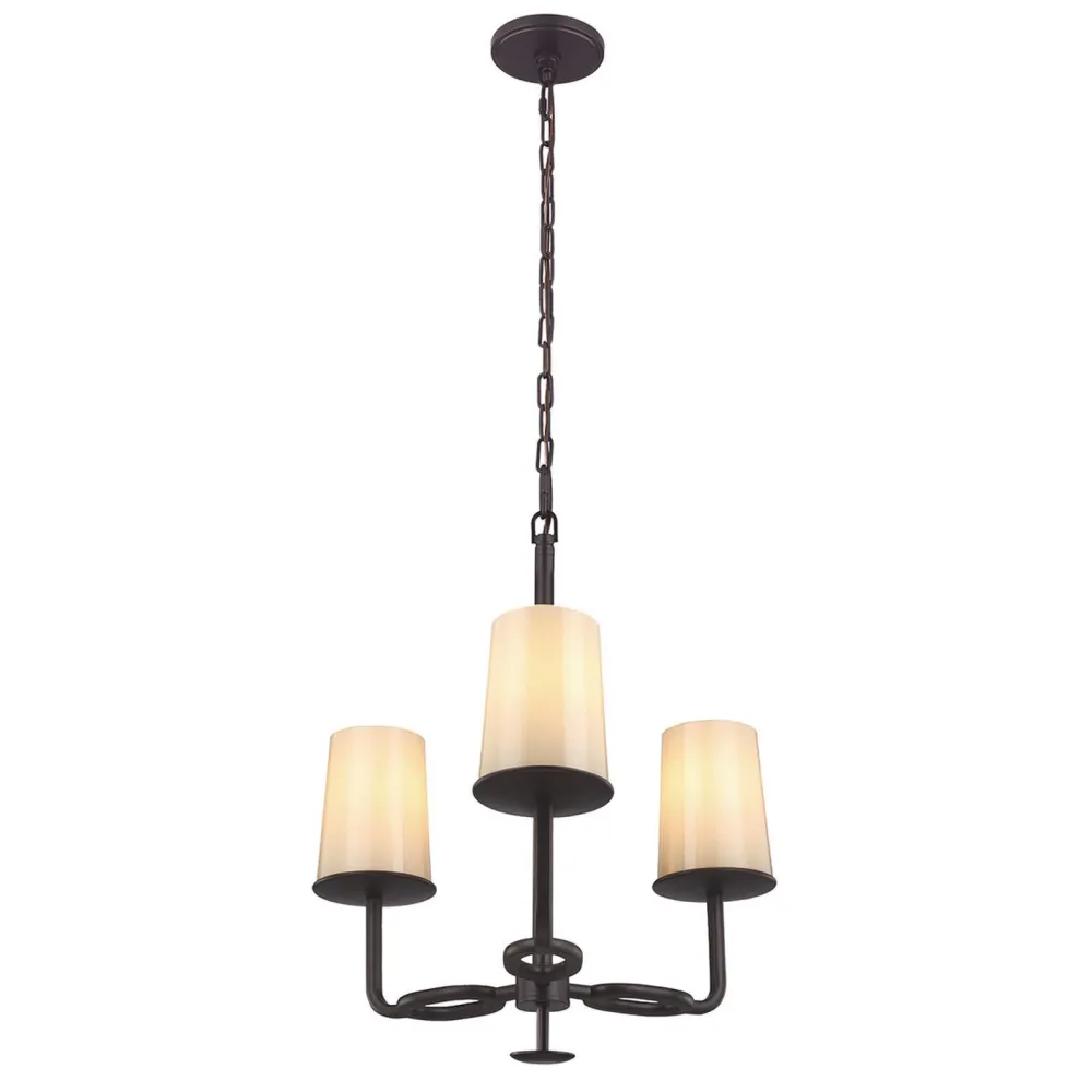 Clearance Elstead Kronleuchter mit Schirm in Creme Bronze Glas Metall