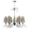 Elstead Kronleuchter mit Schirm in Taupe Silber Stoff Metall* Moderne Lampen|Stofflampen