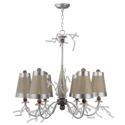 Elstead Kronleuchter mit Schirm in Taupe Silber Stoff Metall* Moderne Lampen|Stofflampen