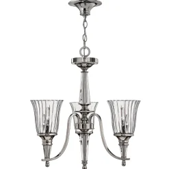 Elstead Kronleuchter mit Schirm Kristallglas in Silber Esszimmer* Hängelampen|Jugendstil Lampen