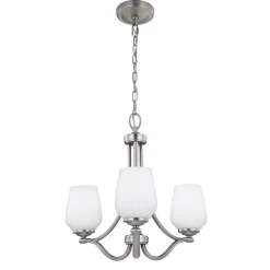 Hot Elstead Kronleuchter mit Schirm Weiß Nickel E27 Glas Metall