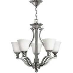 Elstead Kronleuchter modern Esszimmer in Nickel Weiß Glas Schirm* Hängelampen|Moderne Lampen