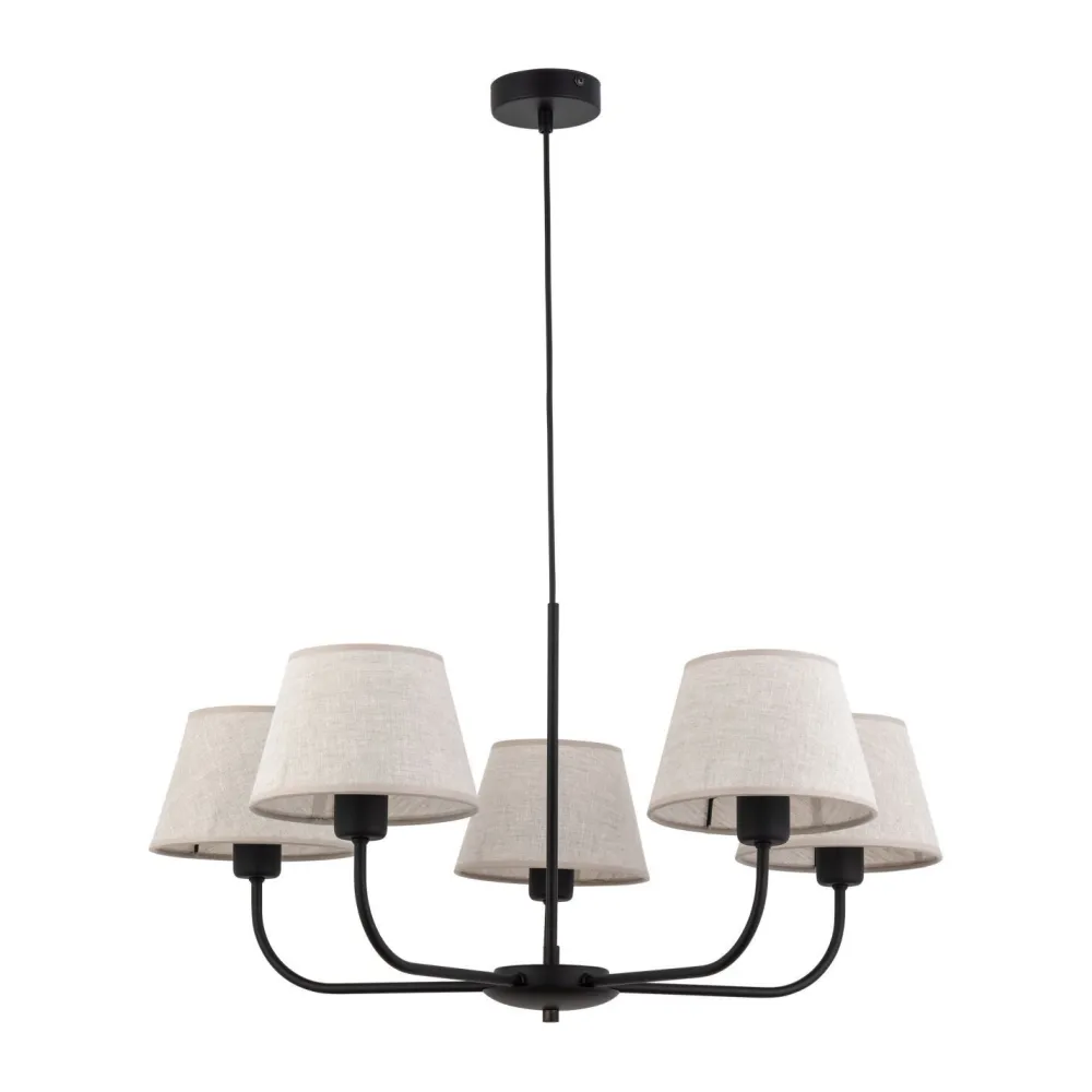 Discount TK Lighting Kronleuchter Modern Metall Stoff Schirm 5-flammig E27