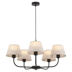 Discount TK Lighting Kronleuchter Modern Metall Stoff Schirm 5-flammig E27