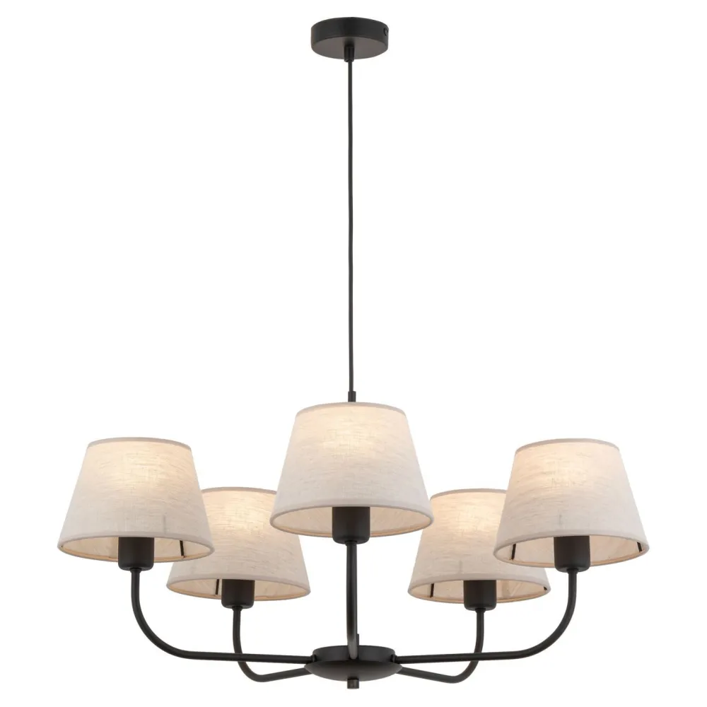 Discount TK Lighting Kronleuchter Modern Metall Stoff Schirm 5-flammig E27