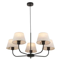 Discount TK Lighting Kronleuchter Modern Metall Stoff Schirm 5-flammig E27