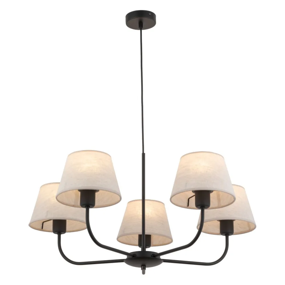 Discount TK Lighting Kronleuchter Modern Metall Stoff Schirm 5-flammig E27