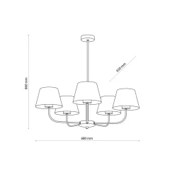 Discount TK Lighting Kronleuchter Modern Metall Stoff Schirm 5-flammig E27