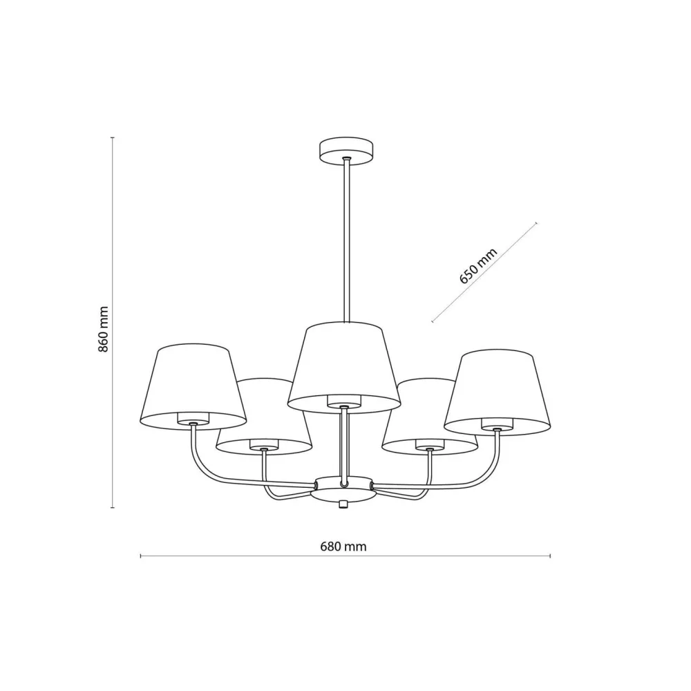 Discount TK Lighting Kronleuchter Modern Metall Stoff Schirm 5-flammig E27