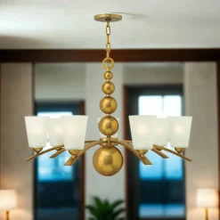 Elstead Kronleuchter ROMINA in Messing Ø81cm kürzbar Lampe* Hängelampen|Vintage Lampen