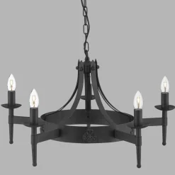 Sale Searchlight Kronleuchter rund Ø 67 cm Schmiedeeisen massiv 5x E14