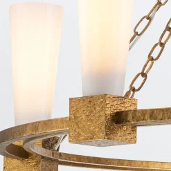 Elstead Kronleuchter rund D: 106 cm E27 Metall Glas in Gold antik Weiß* Hängelampen|Wohnzimmerlampen