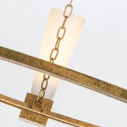 Elstead Kronleuchter rund D: 106 cm E27 Metall Glas in Gold antik Weiß* Hängelampen|Wohnzimmerlampen