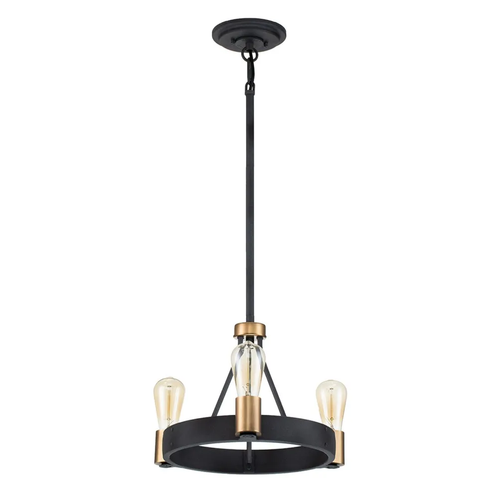 Elstead Kronleuchter rund D: 42,2 cm H: max. 117,5 cm Metall 3x E27