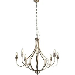 Online Searchlight Kronleuchter Rustikal Ø 75 cm in Silber matt 8x E14