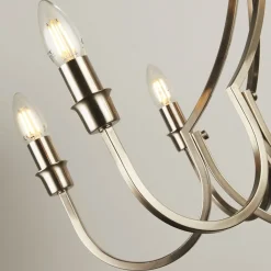 Online Searchlight Kronleuchter Rustikal Ø 75 cm in Silber matt 8x E14