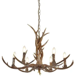 Searchlight Kronleuchter Rustikal aus Resin künstliches Geweih Ø 80 cm* Hängelampen|Wohnzimmerlampen