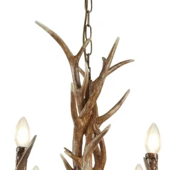 Searchlight Kronleuchter Rustikal aus Resin künstliches Geweih Ø 80 cm* Hängelampen|Wohnzimmerlampen