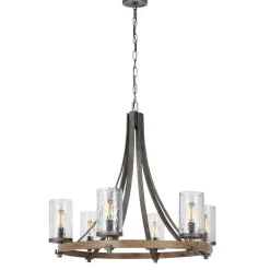 Online Elstead Kronleuchter Rustikal Glas Metall E27 D: 77,2 cm rund