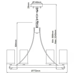 Online Elstead Kronleuchter Rustikal Glas Metall E27 D: 77,2 cm rund