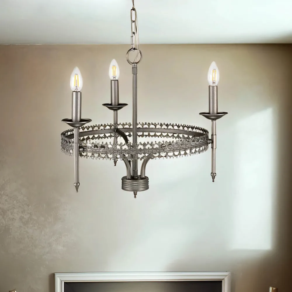 Elstead Kronleuchter rustikal in Eisen antik Ø56cm rund* Hängelampen|Rustikale Lampen