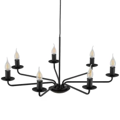 Discount TK Lighting Kronleuchter Rustikal Metall Schwarz 7-flammig E27