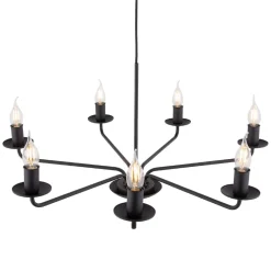 Discount TK Lighting Kronleuchter Rustikal Metall Schwarz 7-flammig E27