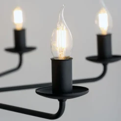 Discount TK Lighting Kronleuchter Rustikal Metall Schwarz 7-flammig E27