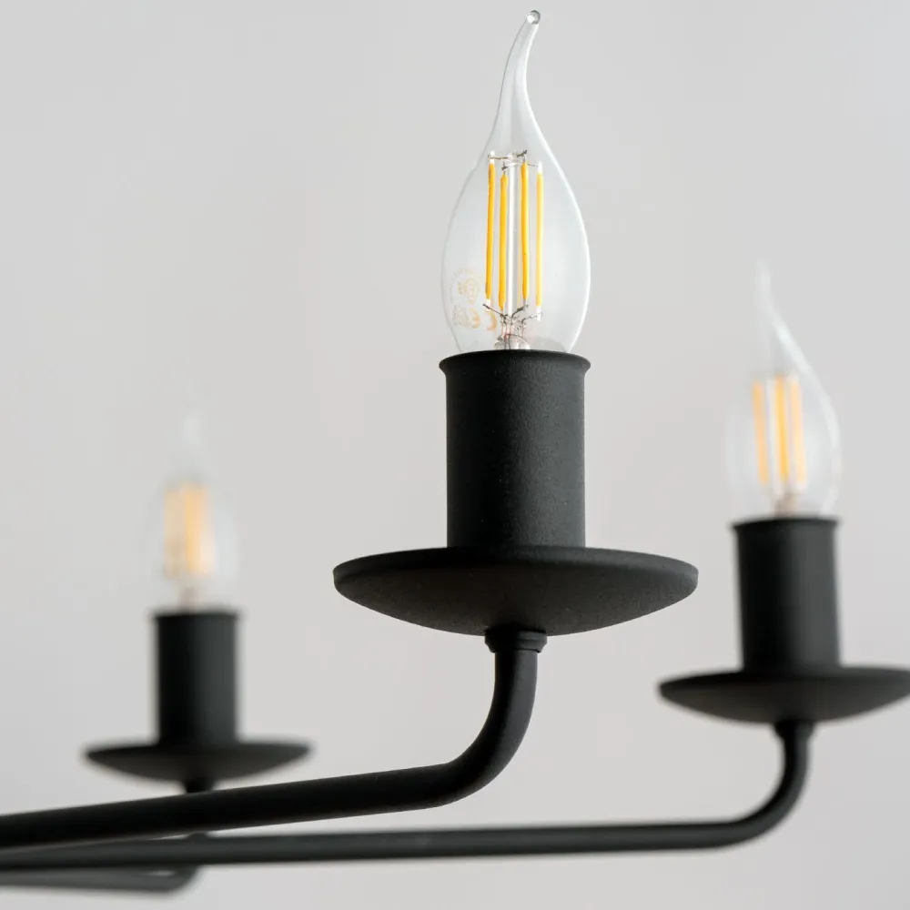 Discount TK Lighting Kronleuchter Rustikal Metall Schwarz 7-flammig E27