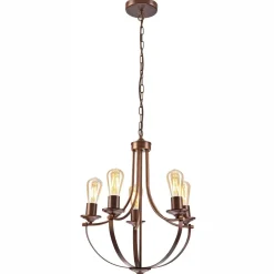 Clearance Lamkur Kronleuchter Rustikal Metall Ø 45 cm 5-flammig E27 Braun