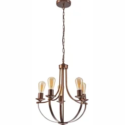 Clearance Lamkur Kronleuchter Rustikal Metall Ø 45 cm 5-flammig E27 Braun