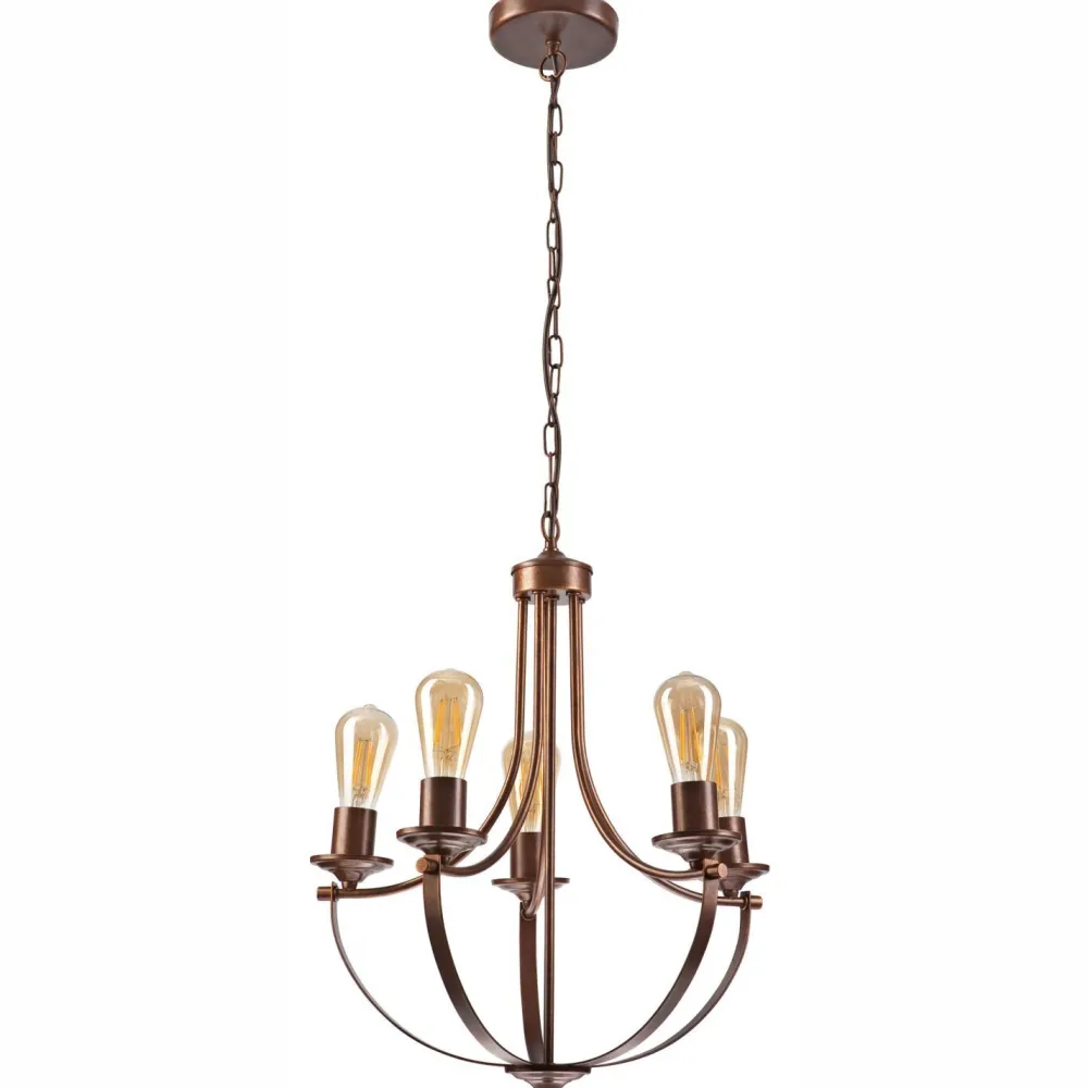 Clearance Lamkur Kronleuchter Rustikal Metall Ø 45 cm 5-flammig E27 Braun