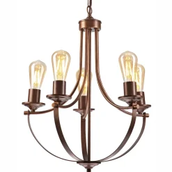 Clearance Lamkur Kronleuchter Rustikal Metall Ø 45 cm 5-flammig E27 Braun