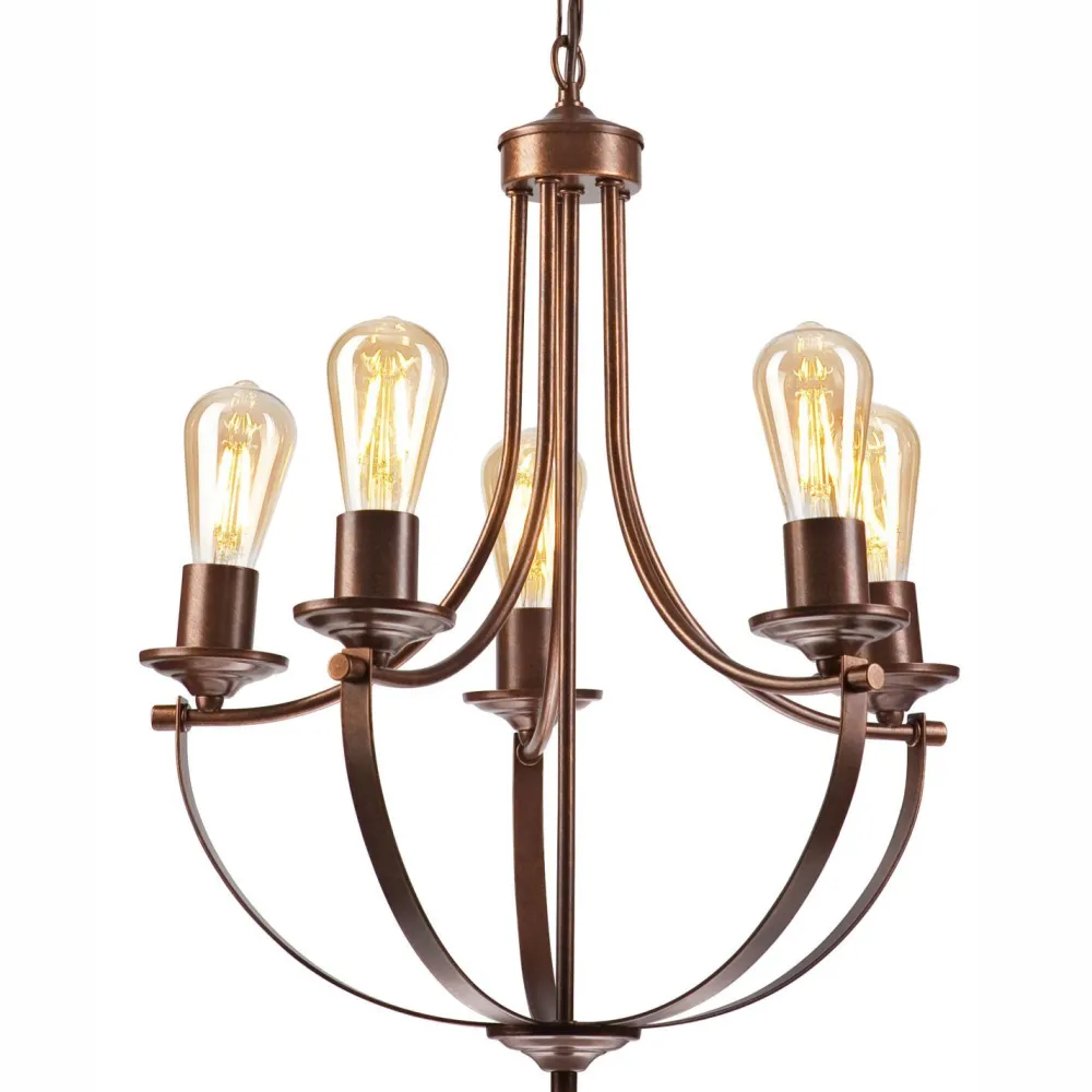 Clearance Lamkur Kronleuchter Rustikal Metall Ø 45 cm 5-flammig E27 Braun