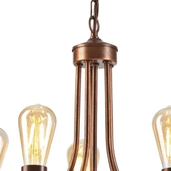 Clearance Lamkur Kronleuchter Rustikal Metall Ø 45 cm 5-flammig E27 Braun