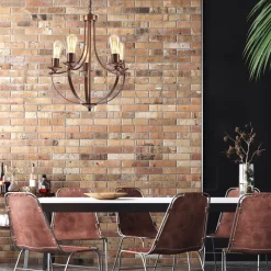 Clearance Lamkur Kronleuchter Rustikal Metall Ø 45 cm 5-flammig E27 Braun